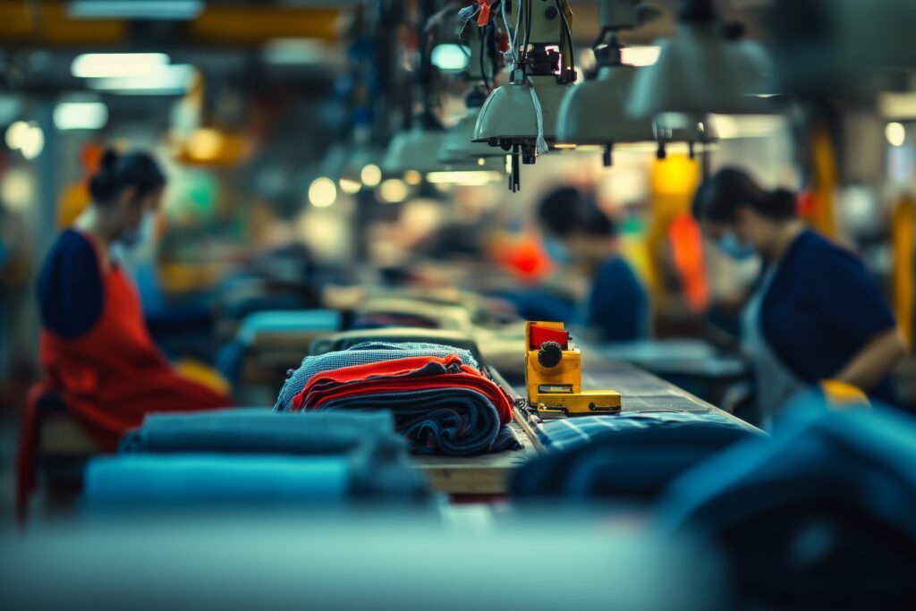 Textile Factory Workers Advocate Fair Wages Labor Rights Blurred Shot (1)